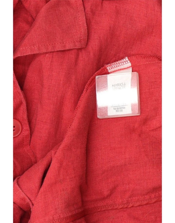 Jaqueta blazer feminina de 3 botões Marks & Spencer Reino Unido 16 grande linho vermelho