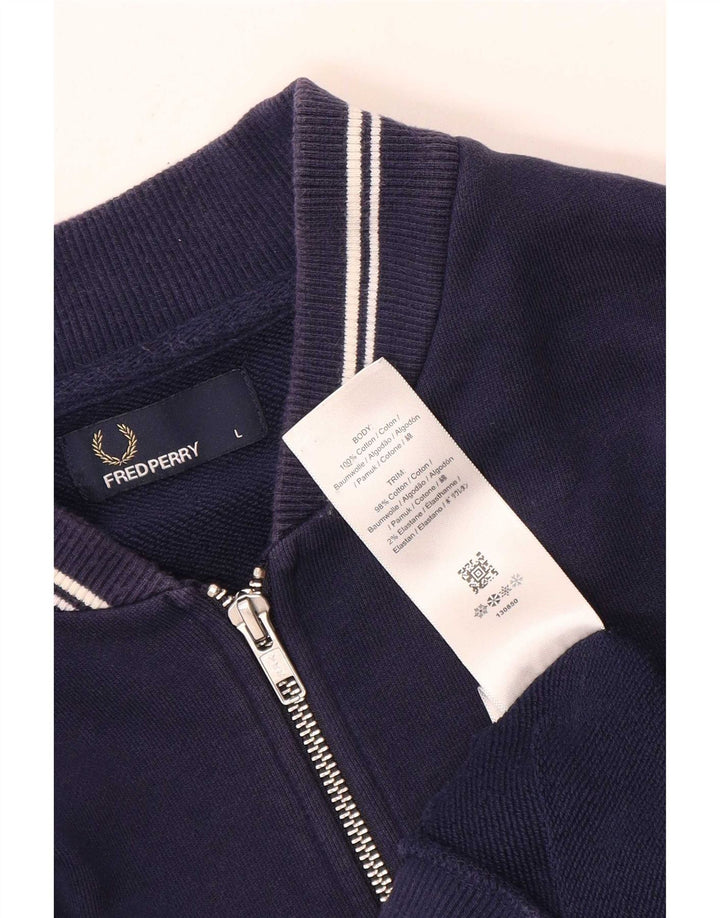 Jaqueta masculina de agasalho Fred Perry grande algodão azul marinho