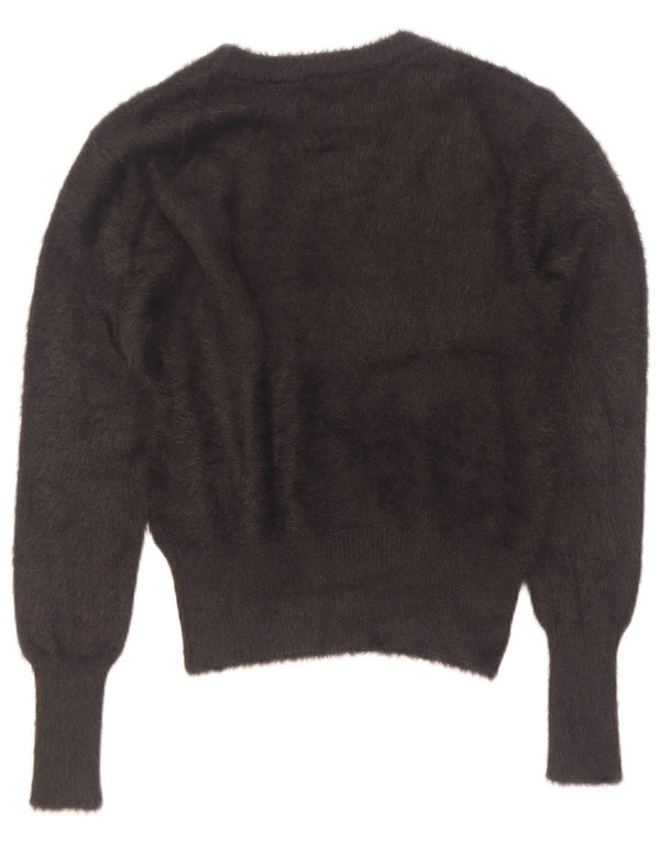Suéter feminino Zara com gola canoa e decote em barco, Reino Unido 14, médio, cinza, nylon, coração