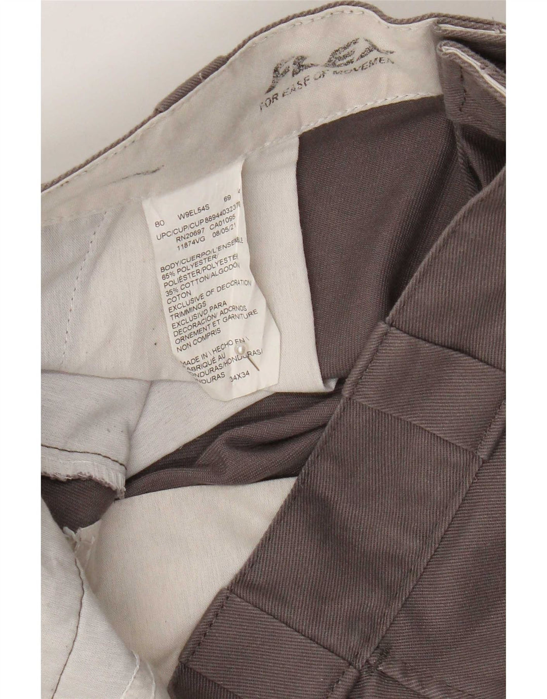 Calças Dickies Mens Straight Chino W34 L34 Cinza Poliéster