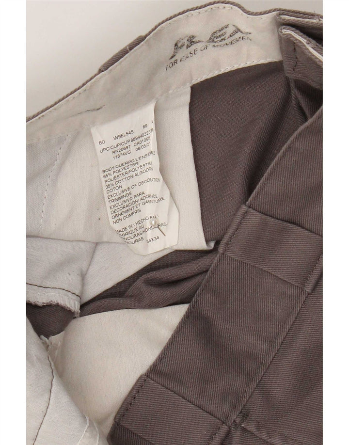 Calças Dickies Mens Straight Chino W34 L34 Cinza Poliéster