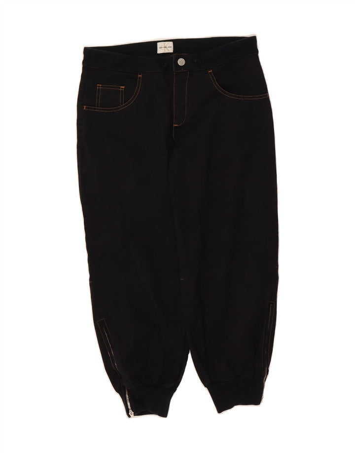CALVIN KLEIN Womens Joggers Capri Trousers W32 L24 Black Cotton Vintage Calvin Klein and Second-Hand Calvin Klein from Messina Hembry 