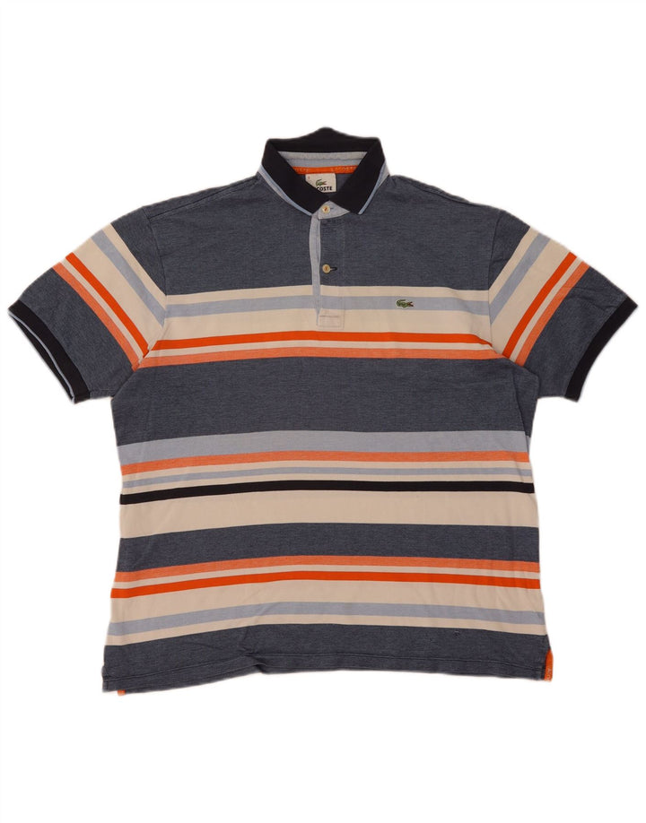 Camisa polo masculina Lacoste tamanho 6 XL azul colorblock