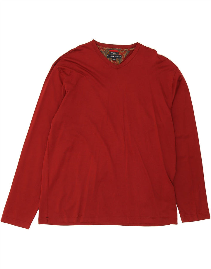 TOMMY HILFIGER Mens Top Long Sleeve XL Burgundy Cotton Vintage Tommy Hilfiger and Second-Hand Tommy Hilfiger from Messina Hembry 