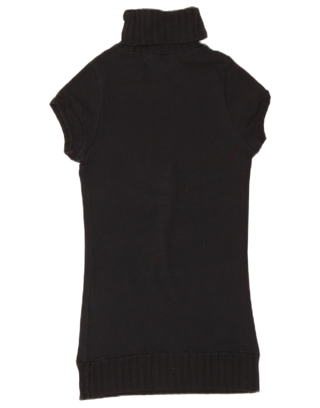 Suéter feminino Zara de manga curta com botão e gola redonda Reino Unido 8 pequeno preto