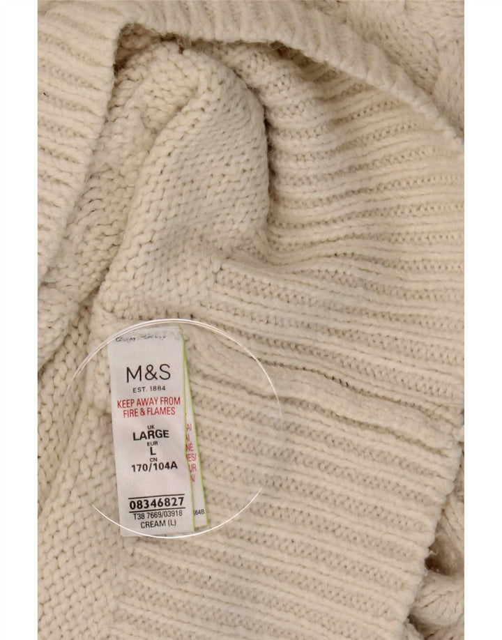 Suéter feminino Marks & Spencer com gola tartaruga Reino Unido 16 grande bege acrílico