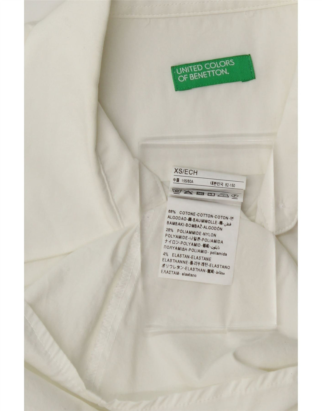 BENETTON Womens Formal Shirt UK 6 XS White Cotton Vintage Benetton and Second-Hand Benetton from Messina Hembry 