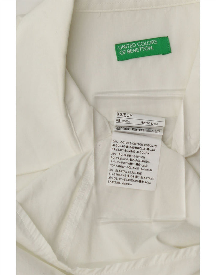 BENETTON Womens Formal Shirt UK 6 XS White Cotton Vintage Benetton and Second-Hand Benetton from Messina Hembry 