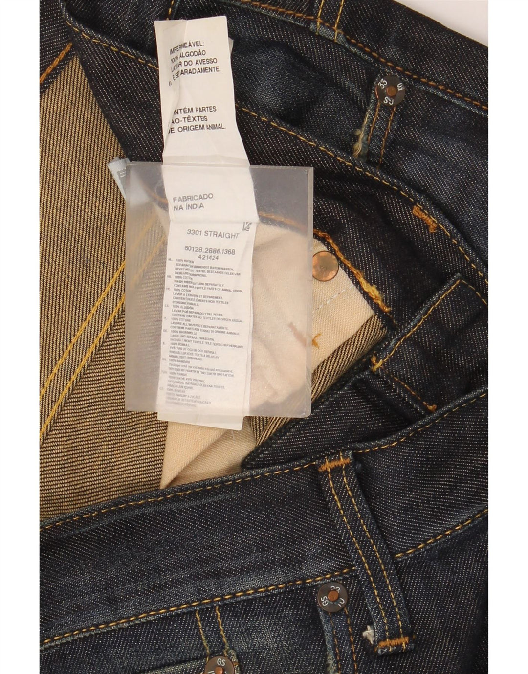 Calça jeans reta masculina G-Star 3301 W34 L34 azul
