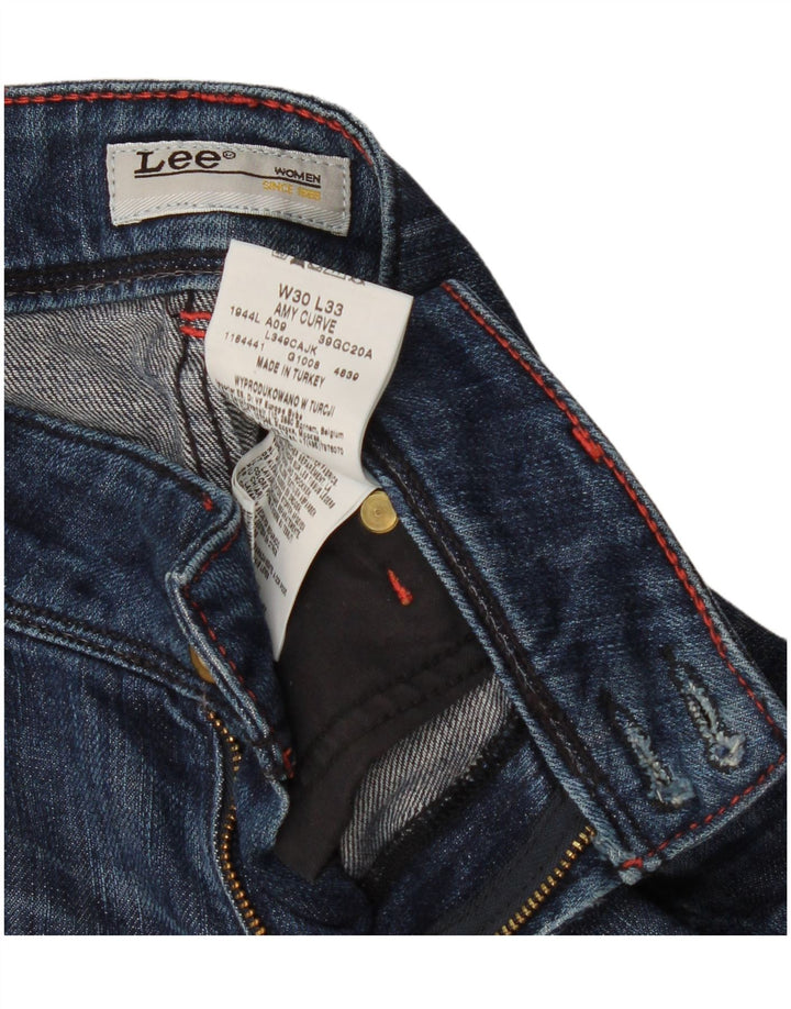 Lee Womens Amy Straight Jeans W30 L25 Azul Marinho Algodão