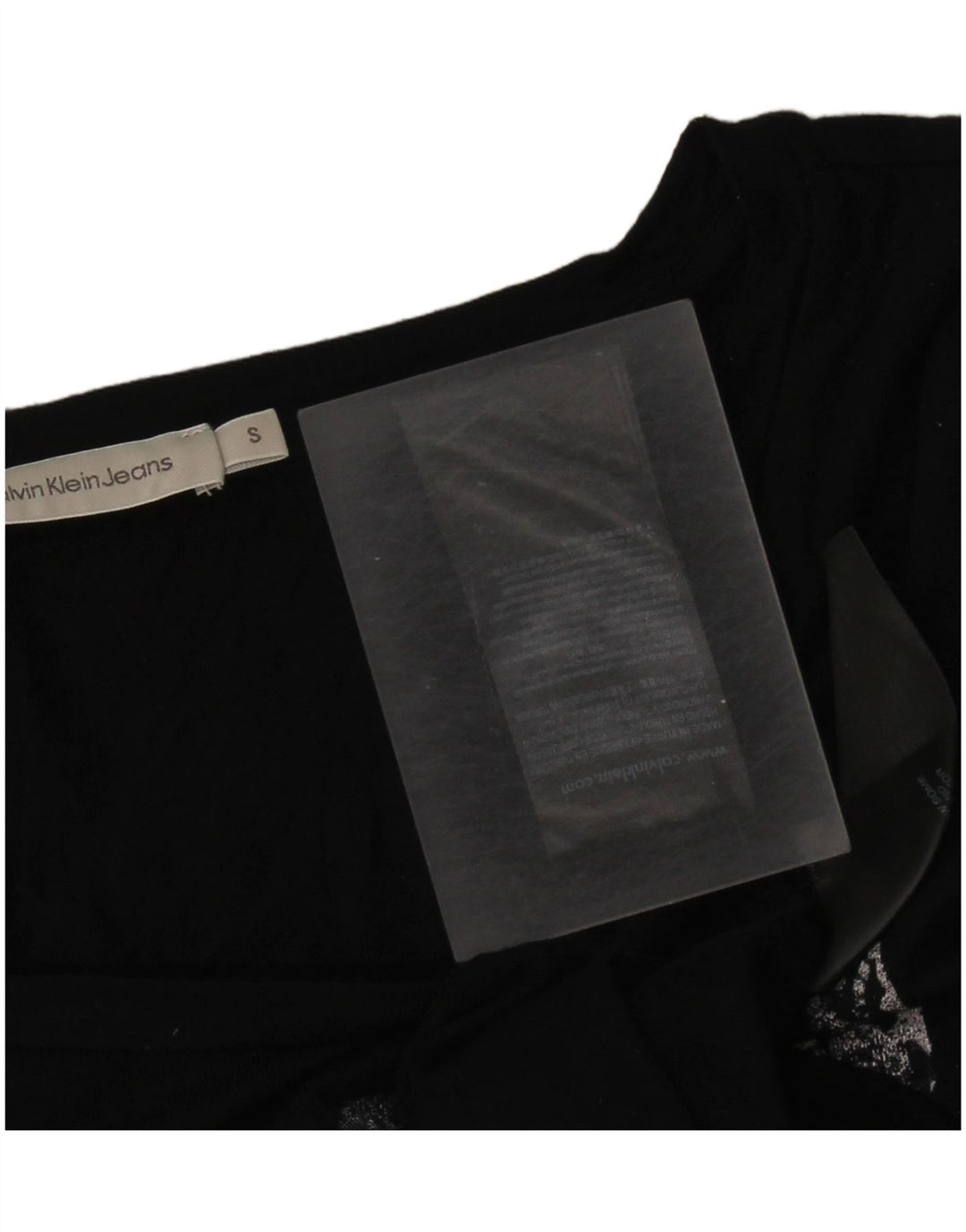 Camiseta feminina Calvin Klein com estampa gráfica UK 10 pequena viscose preta