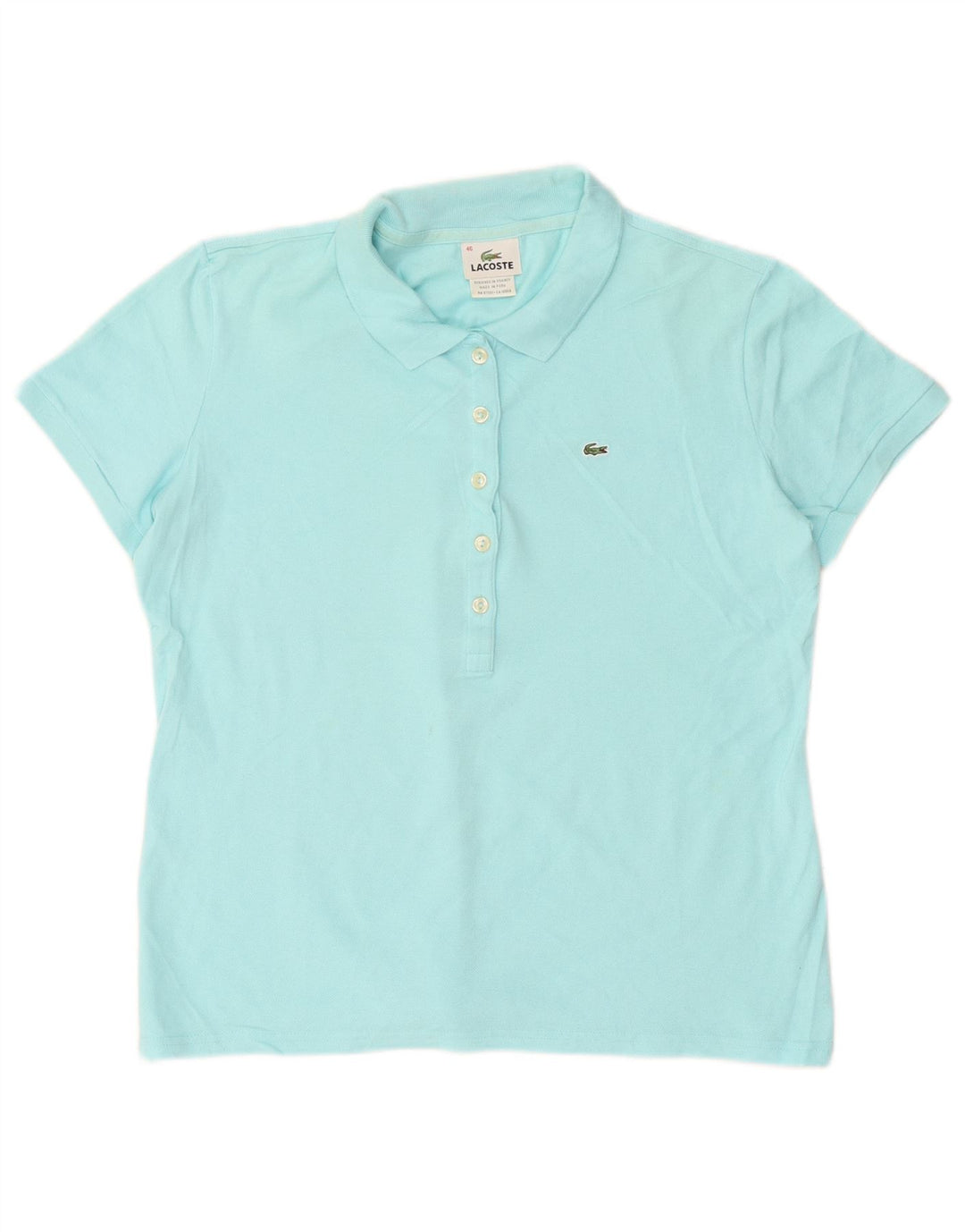 Camisa polo feminina Lacoste tamanho 46 XL azul algodão
