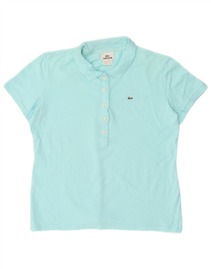 Camisa polo feminina Lacoste tamanho 46 XL azul algodão