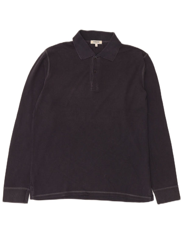 Camisa polo masculina GEOX Respira de manga comprida azul marinho médio