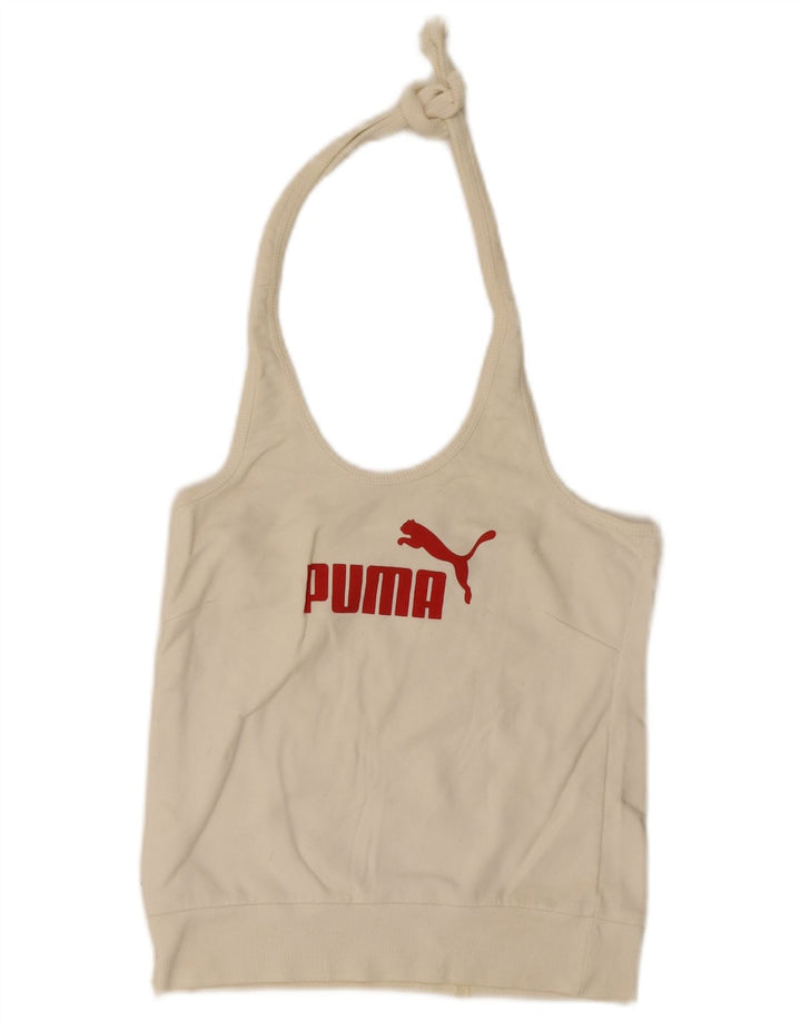 Top Puma Feminino Graphic Crop Halter UK 16 Grande Off White