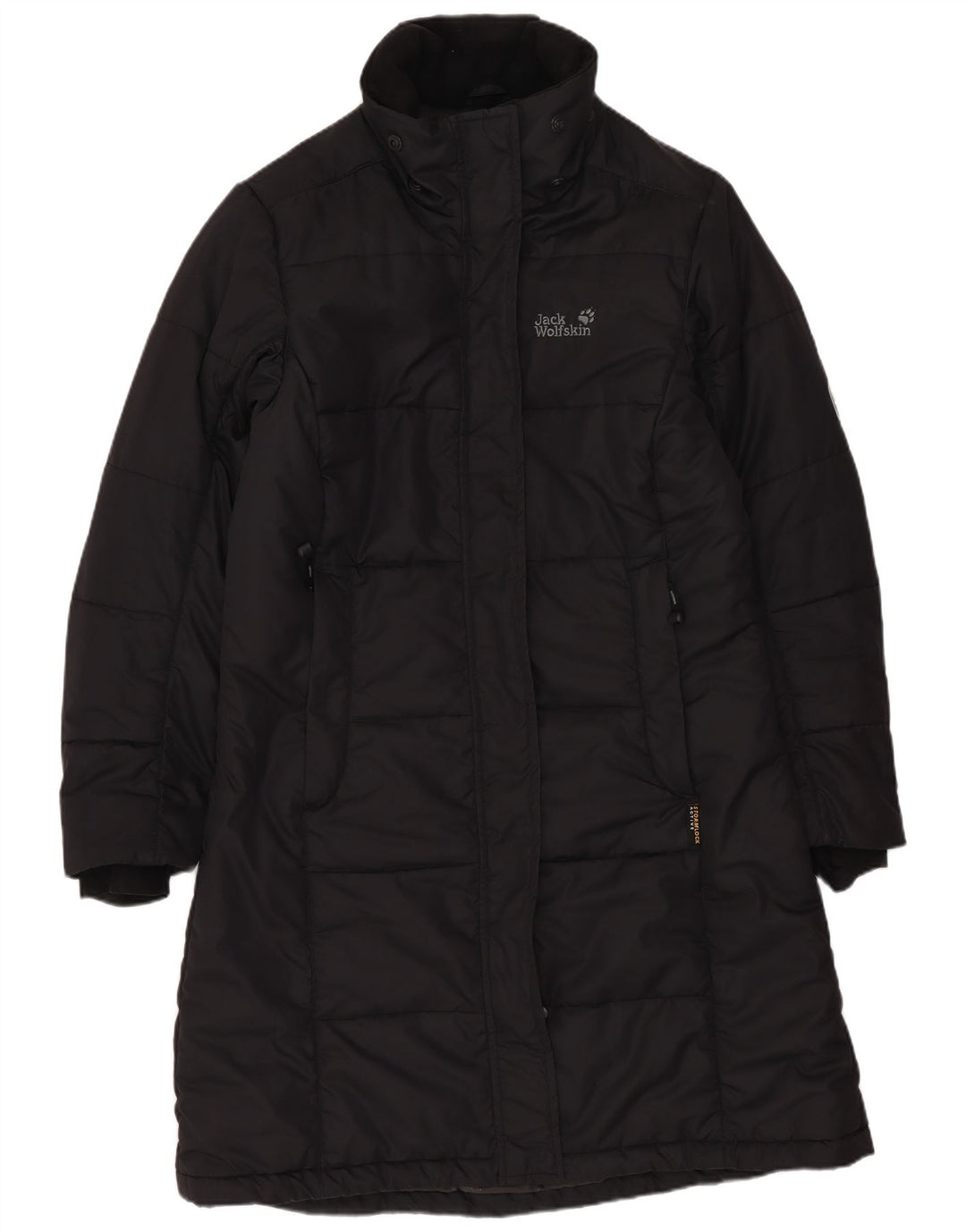 Casaco acolchoado grande Jack Wolfskin feminino Reino Unido 10 pequeno poliéster preto