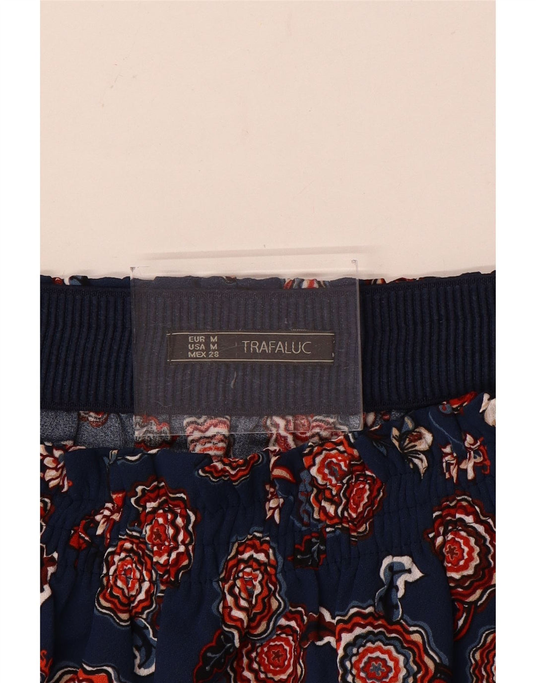 Mini saia feminina Zara médio W28 azul marinho floral