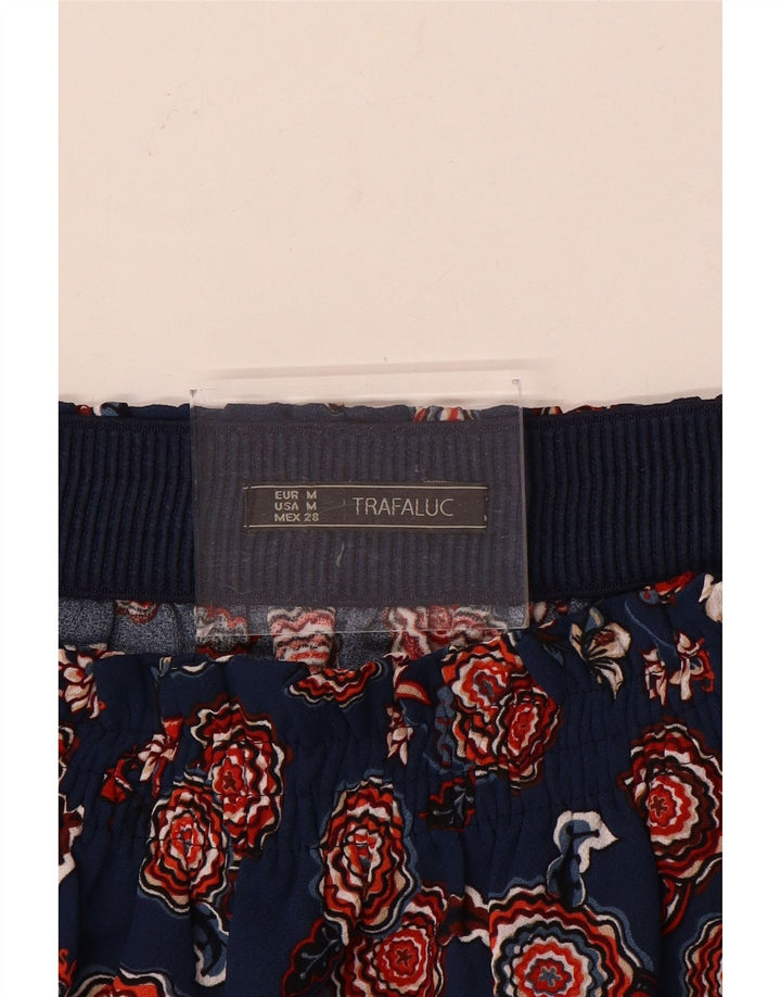 Mini saia feminina Zara médio W28 azul marinho floral