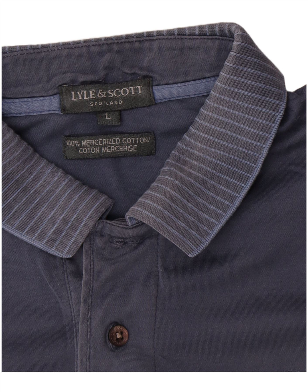 Camisa polo masculina Lyle & Scott grande algodão azul marinho