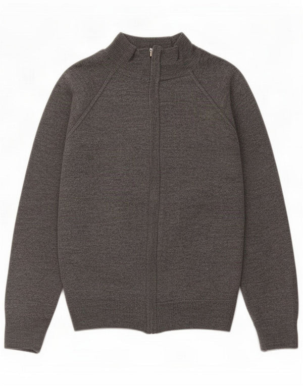 Zara Suéter Cardigan Masculino Grande Lã Cinza