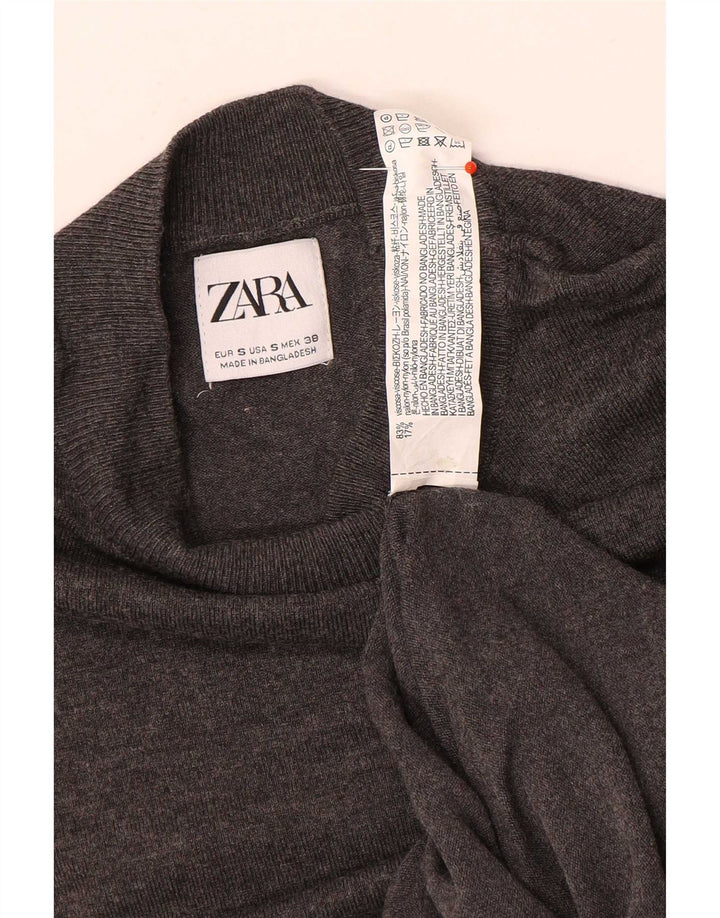 Zara Suéter masculino com gola tartaruga e viscose cinza pequena