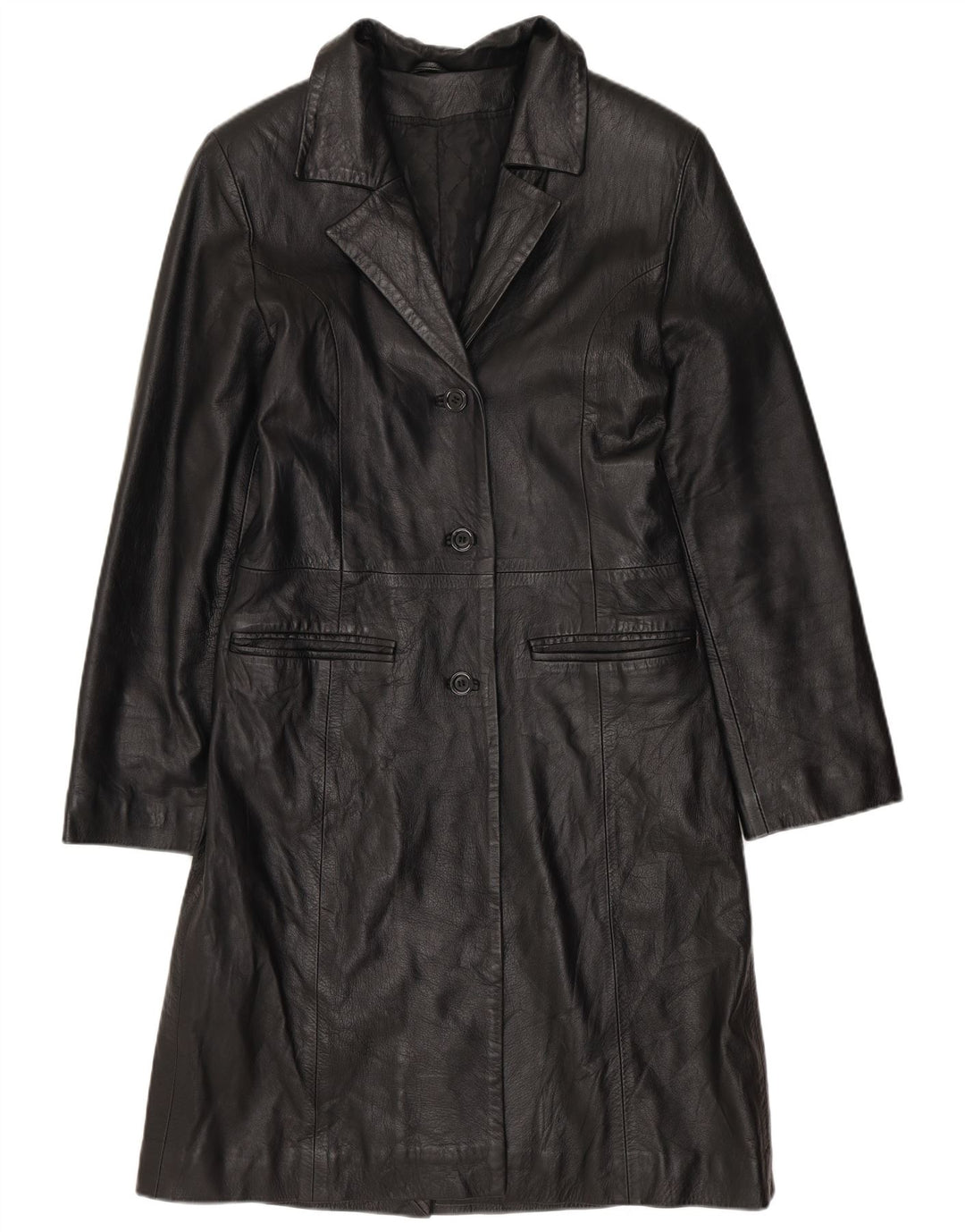 Casaco de couro feminino vintage IT 40 pequeno couro preto