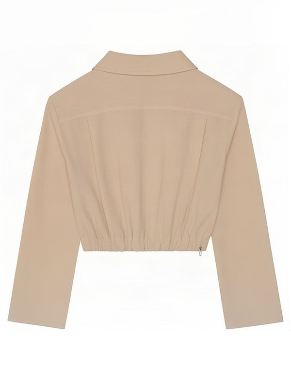 Zara blusa feminina cropped manga comprida top UK 10 pequeno off white