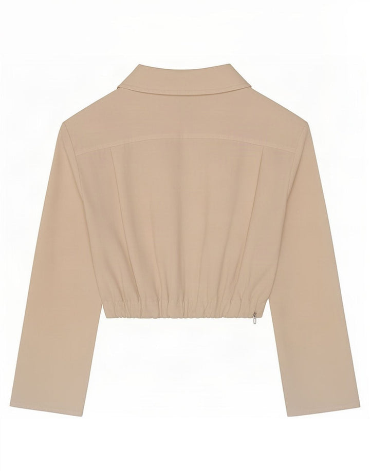 Zara blusa feminina cropped manga comprida top UK 10 pequeno off white