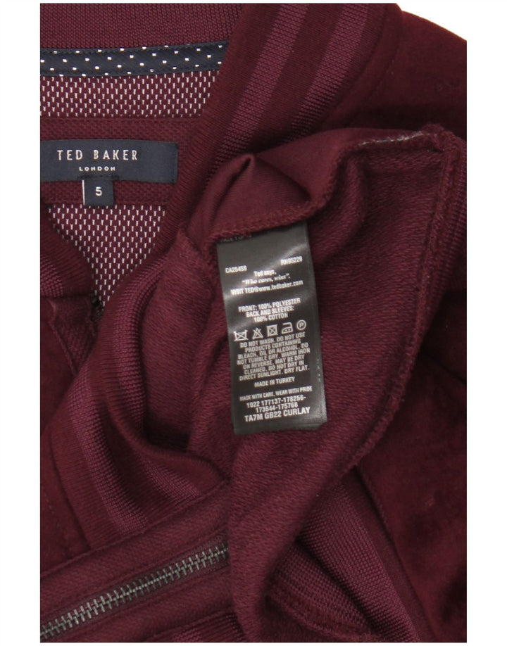 Jaqueta de treino feminina Ted Baker tamanho 5 XL poliéster Borgonha