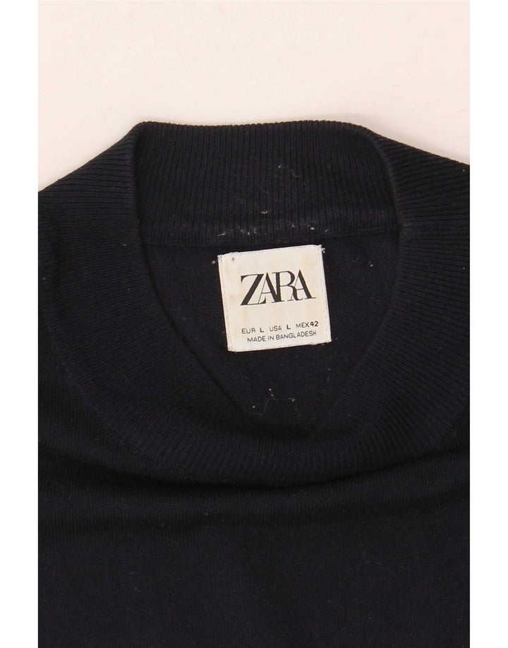 Zara Camiseta masculina grande azul marinho