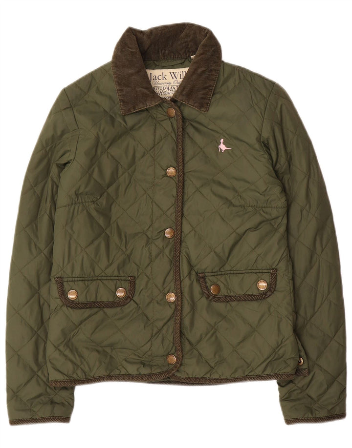 Jaqueta acolchoada feminina JACK WILLS UK 8 pequena caqui nylon