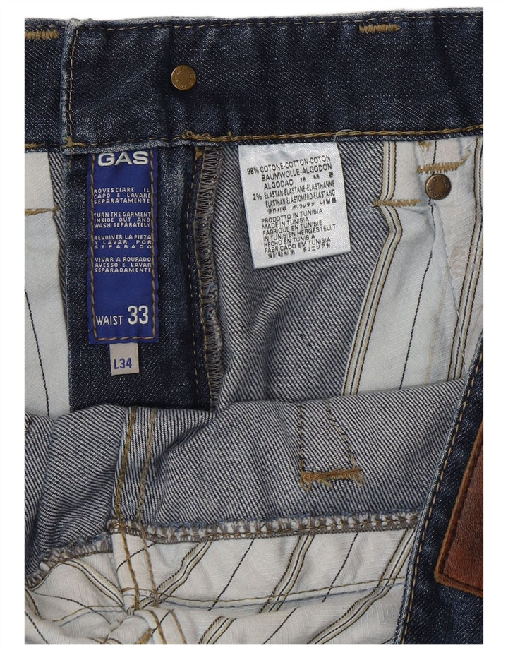 Gas Mens Bootcut Jeans W33 L34 Azul Algodão