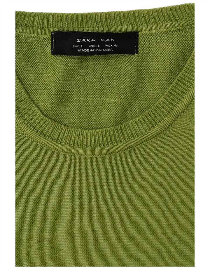 Suéter masculino ZARA com gola redonda grande verde