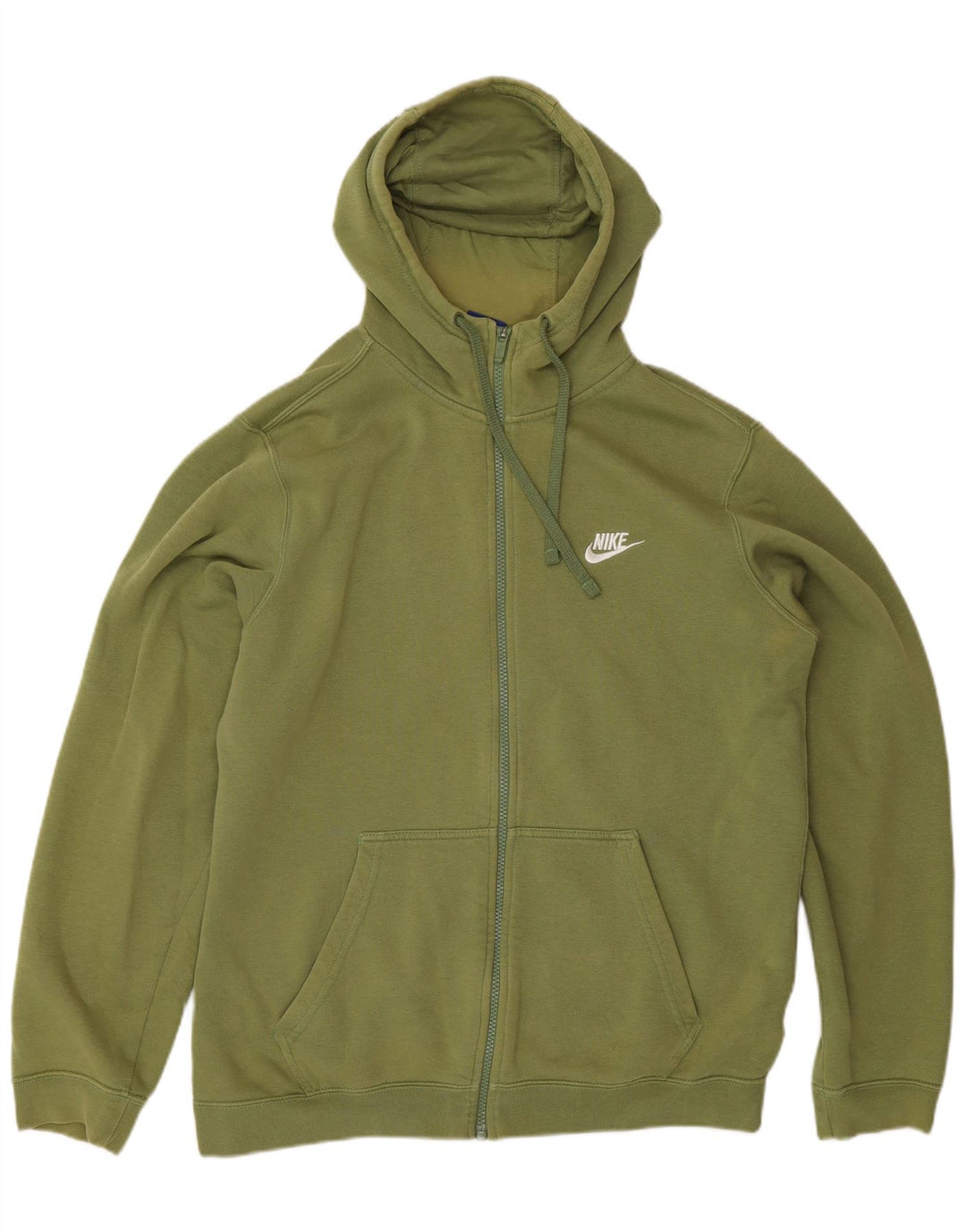 Suéter Nike masculino com capuz e zíper médio cáqui algodão