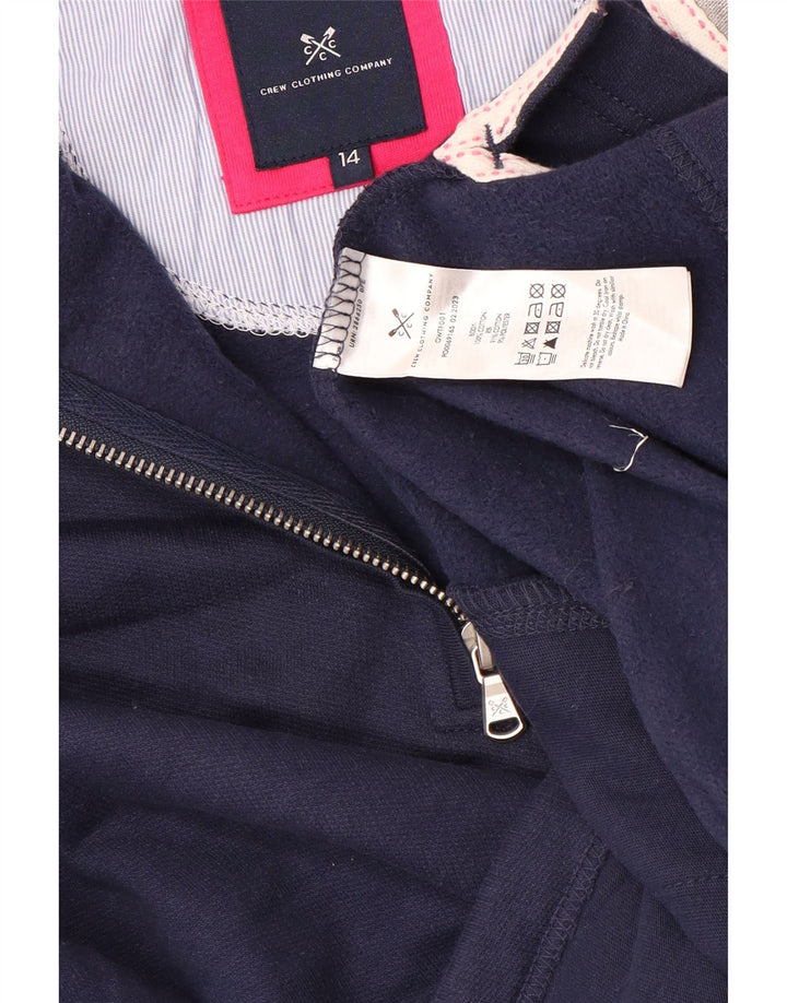 CREW CLOTHING Top feminino com zíper e manga comprida Reino Unido 14 grande azul marinho