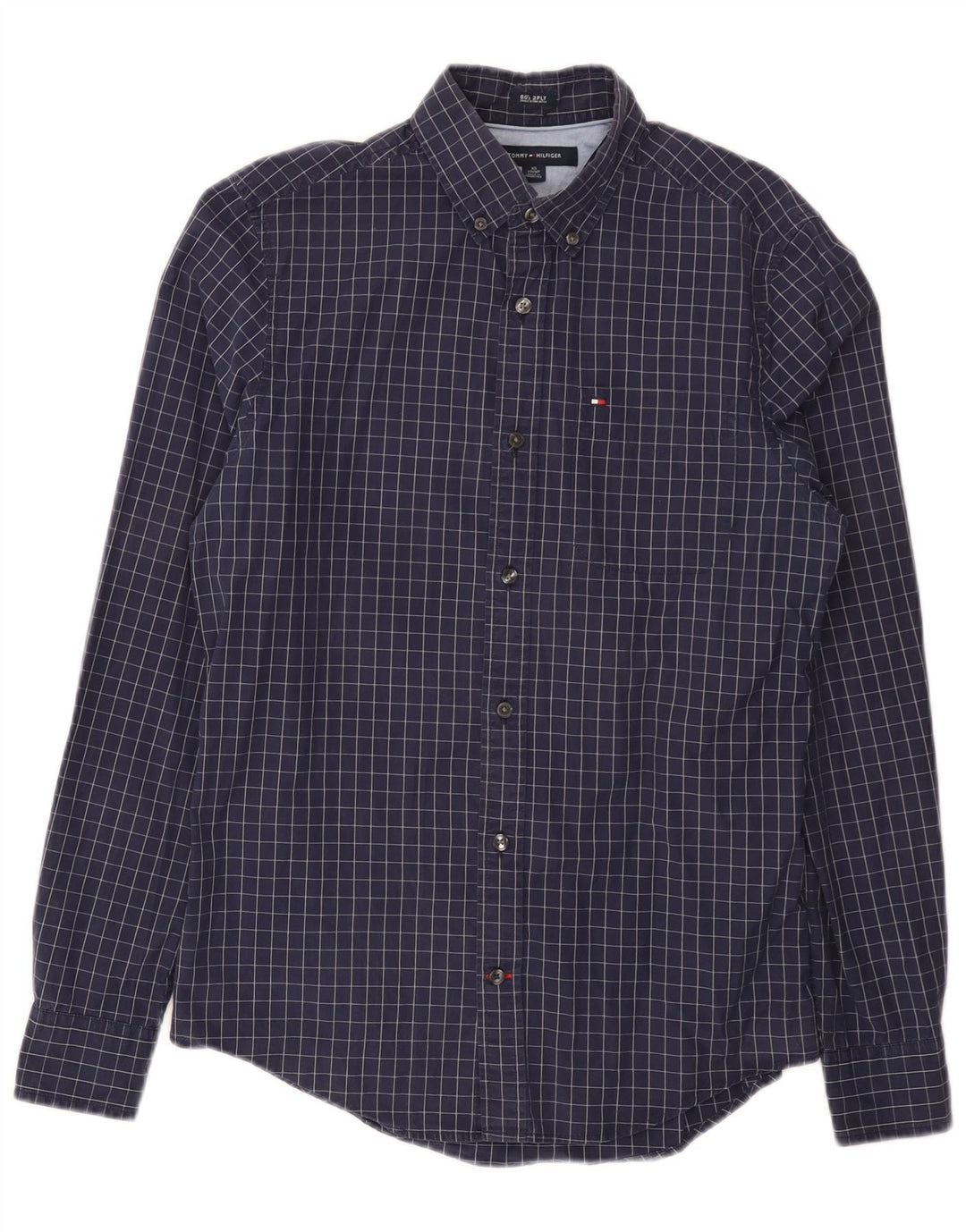Camisa masculina Tommy Hilfiger XS azul marinho xadrez algodão