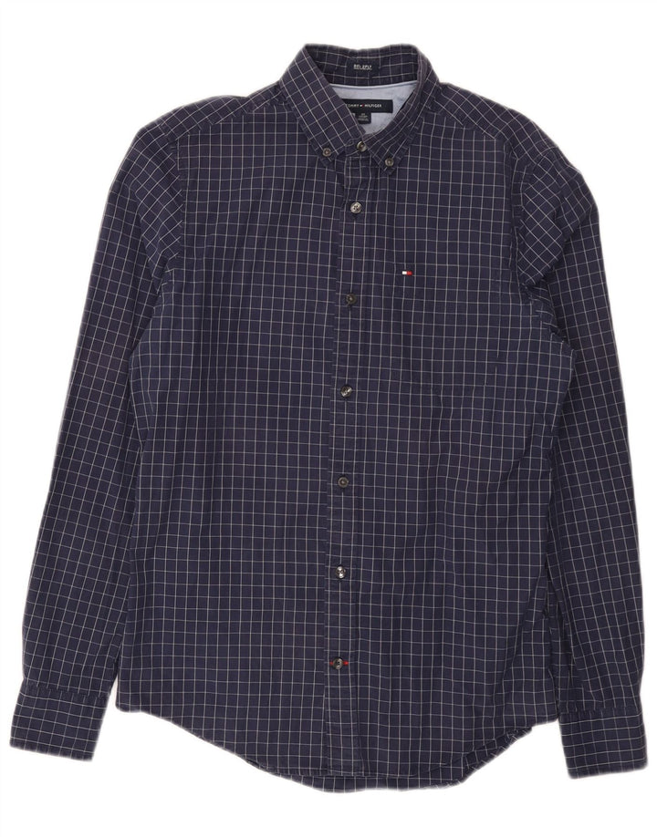 Camisa masculina Tommy Hilfiger XS azul marinho xadrez algodão
