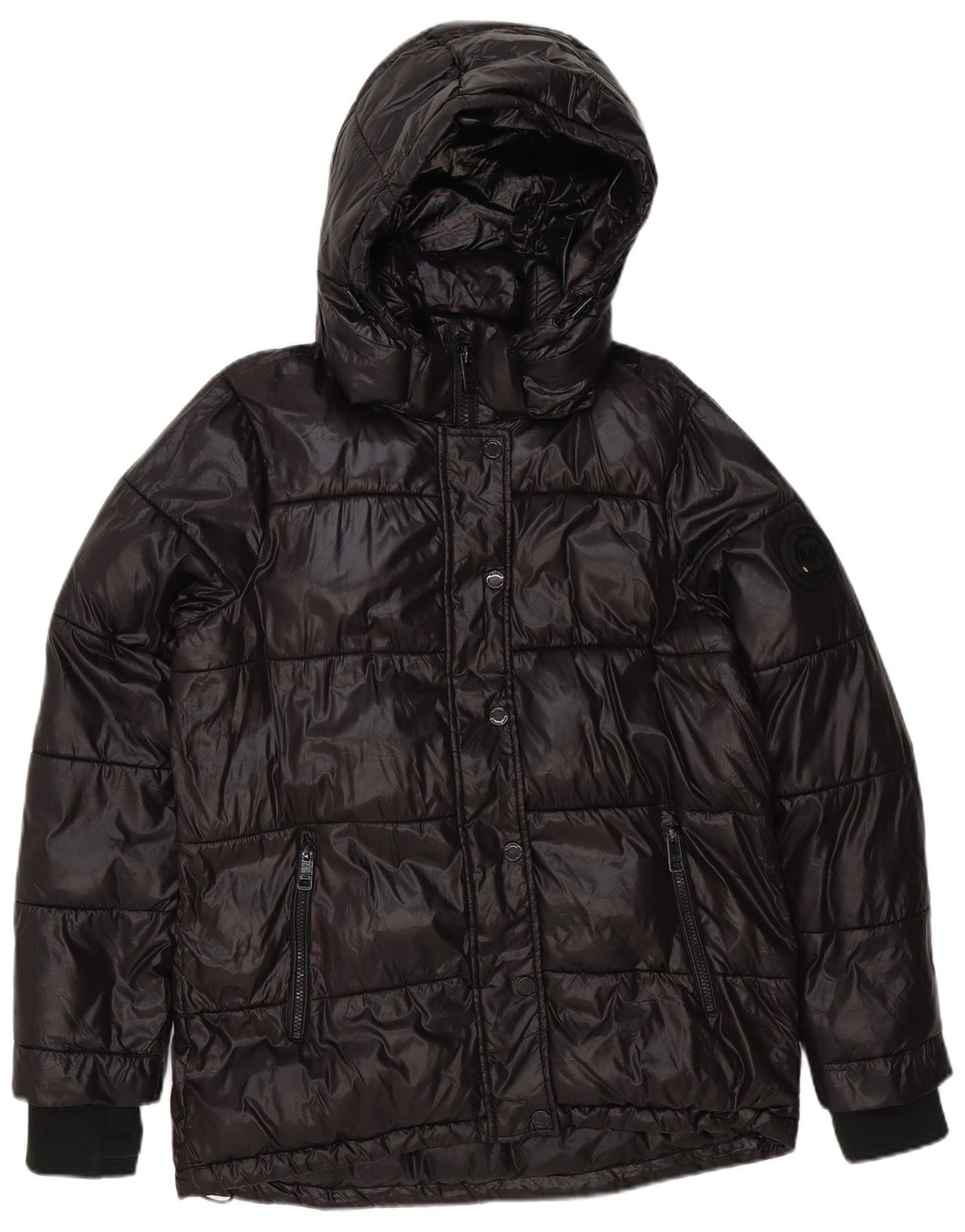 Jaqueta masculina acolchoada com capuz Michael Kors Reino Unido 38 poliéster preto médio