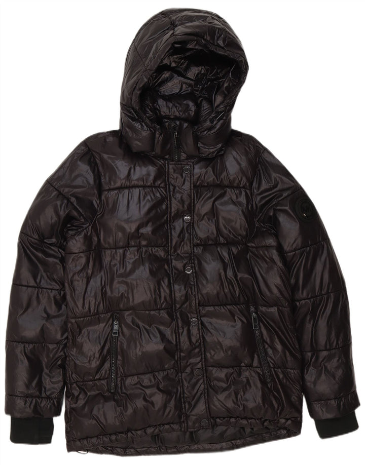 Jaqueta masculina acolchoada com capuz Michael Kors Reino Unido 38 poliéster preto médio