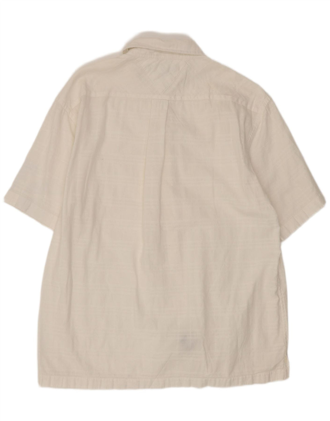 Camisa masculina de manga curta Tommy Hilfiger, algodão xadrez branco médio