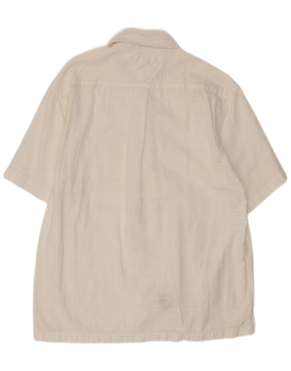 Camisa masculina de manga curta Tommy Hilfiger, algodão xadrez branco médio