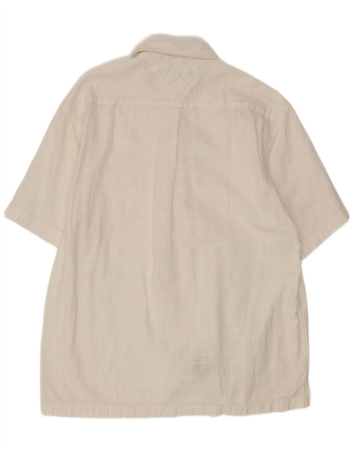 Camisa masculina de manga curta Tommy Hilfiger, algodão xadrez branco médio