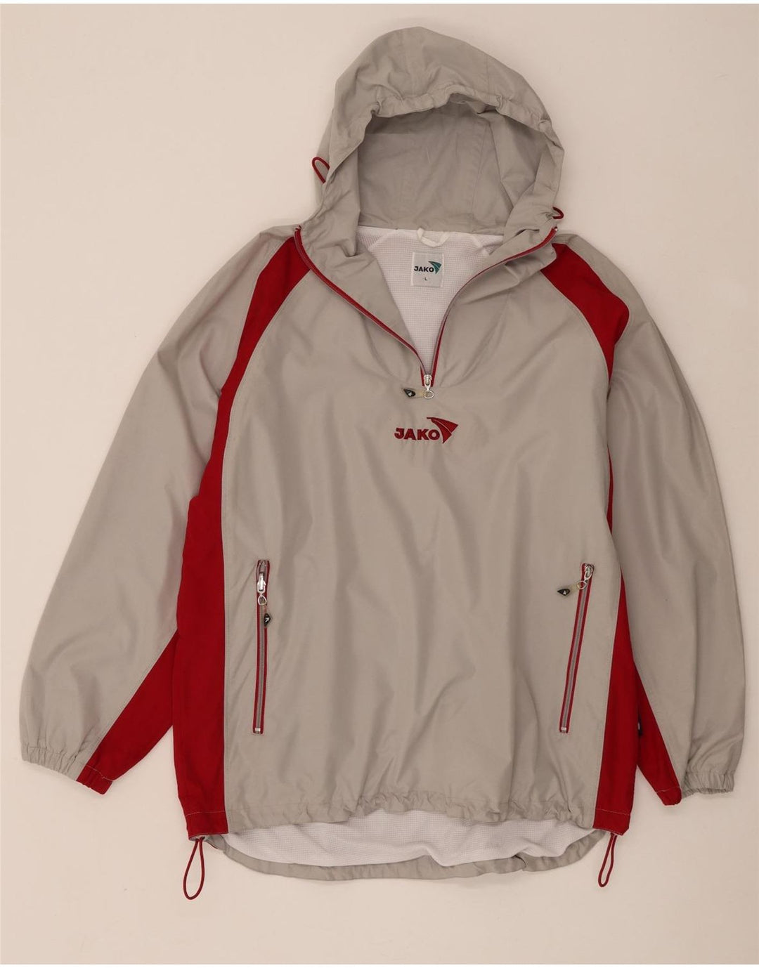 Jaqueta de chuva masculina Jako com capuz e pulôver UK 40 grande bloco cinza