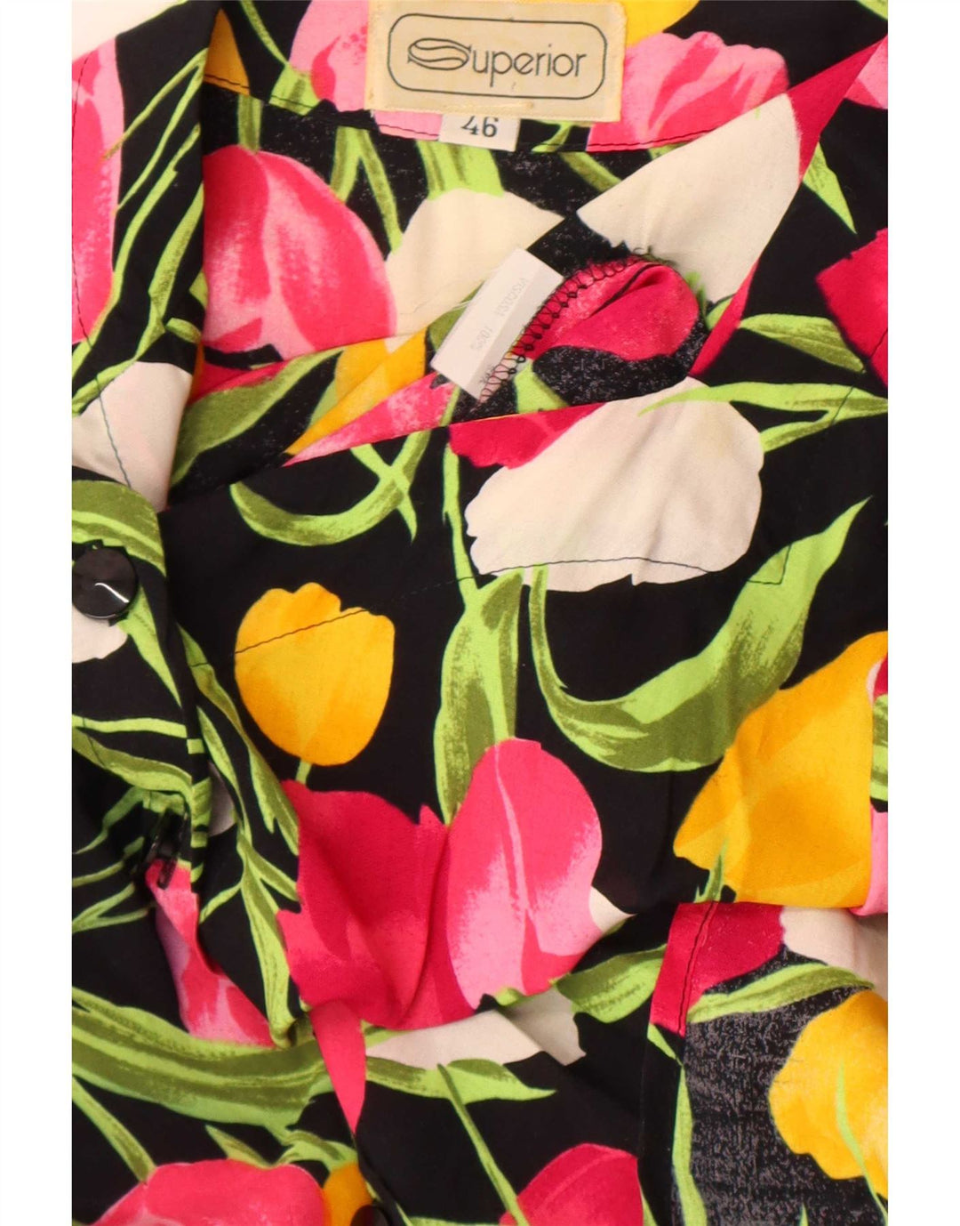 Blusa Feminina Superior Manga Curta Top IT 46 Grande Floral Multicolorido