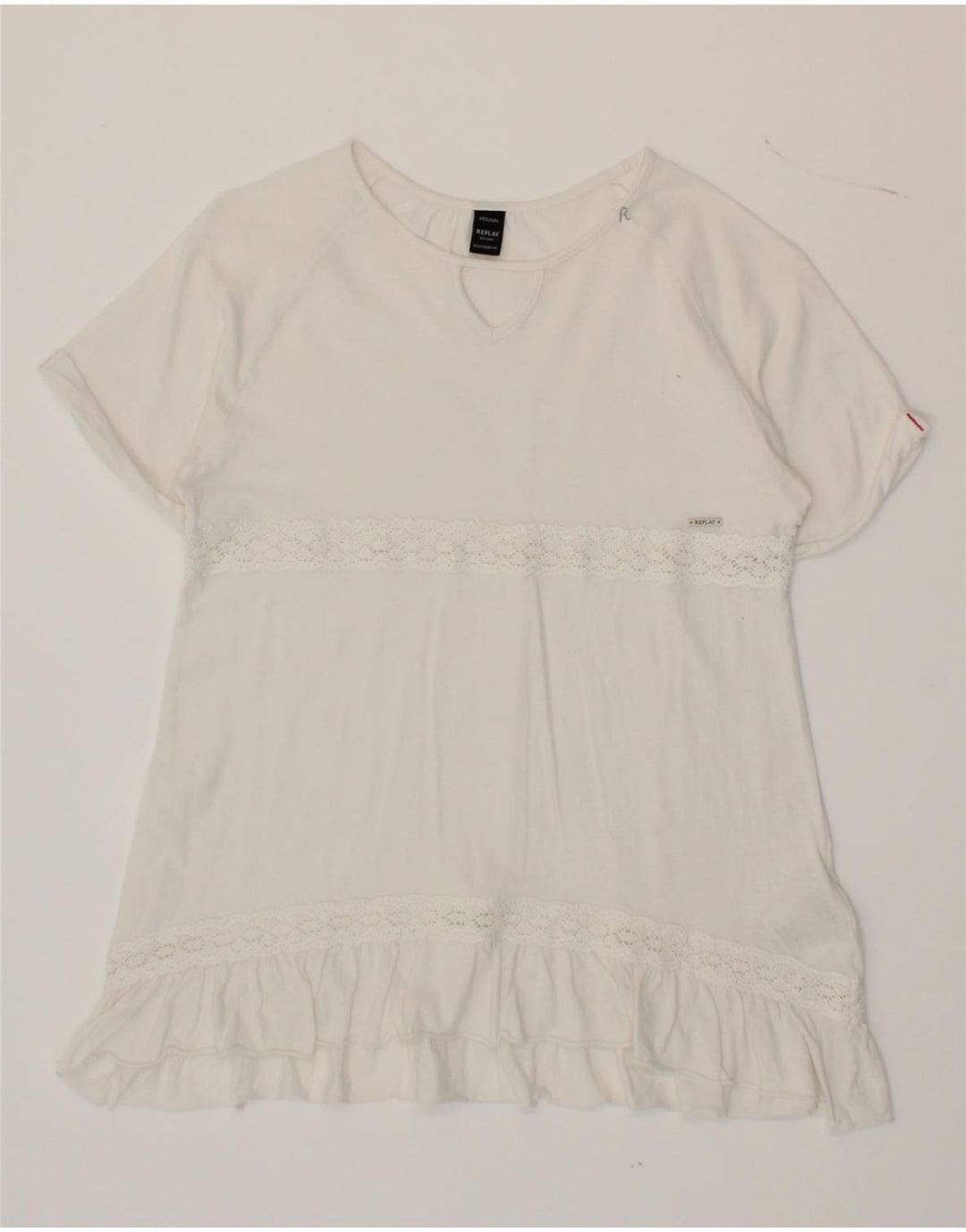 REPLAY Girls A-Line Dress 7-8 Years White Cotton Vintage Replay and Second-Hand Replay from Messina Hembry 
