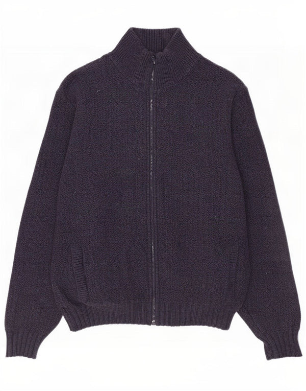 Suéter cardigã masculino L.L.Bean grande lã azul marinho