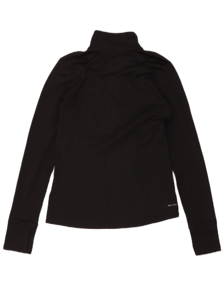Nike Womens Dri Fit Zip Neck Pullover Treino Top Reino Unido 10 Pequeno Preto