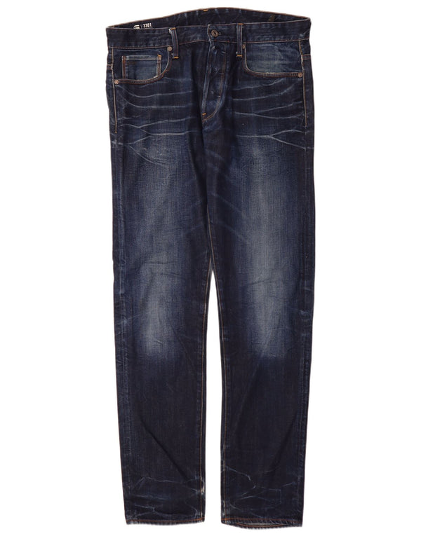 G-Star Masculino 3301 Slim Jeans W34 L34 Azul Marinho Algodão