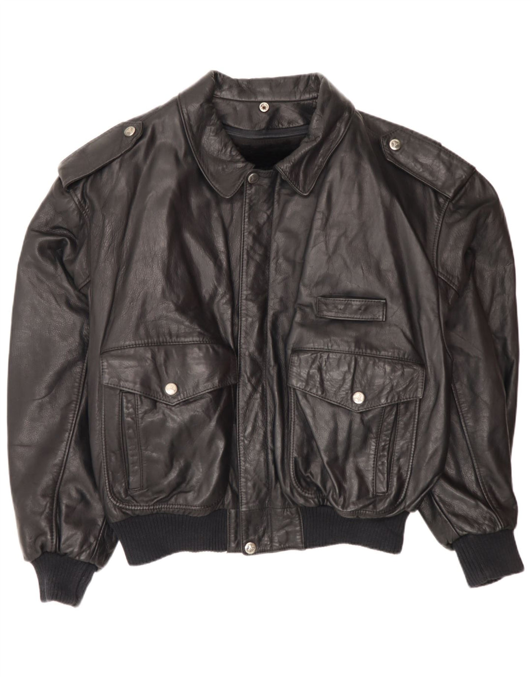 Jaqueta de aviador de vôo de couro masculino vintage IT 52 XL Exército de couro preto