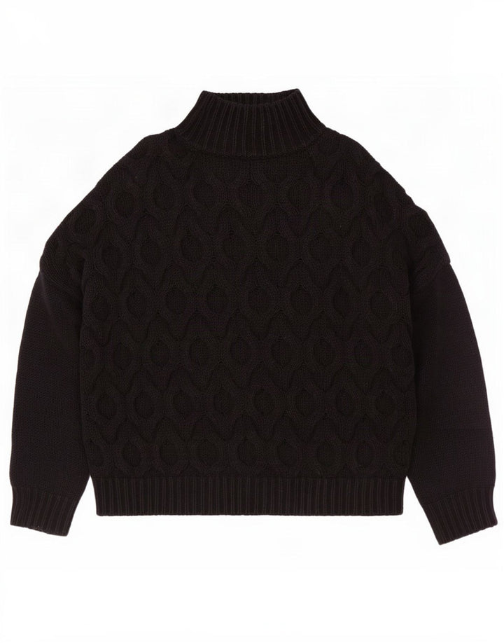 Suéter masculino Reiss com ajuste solto e gola redonda, algodão preto médio